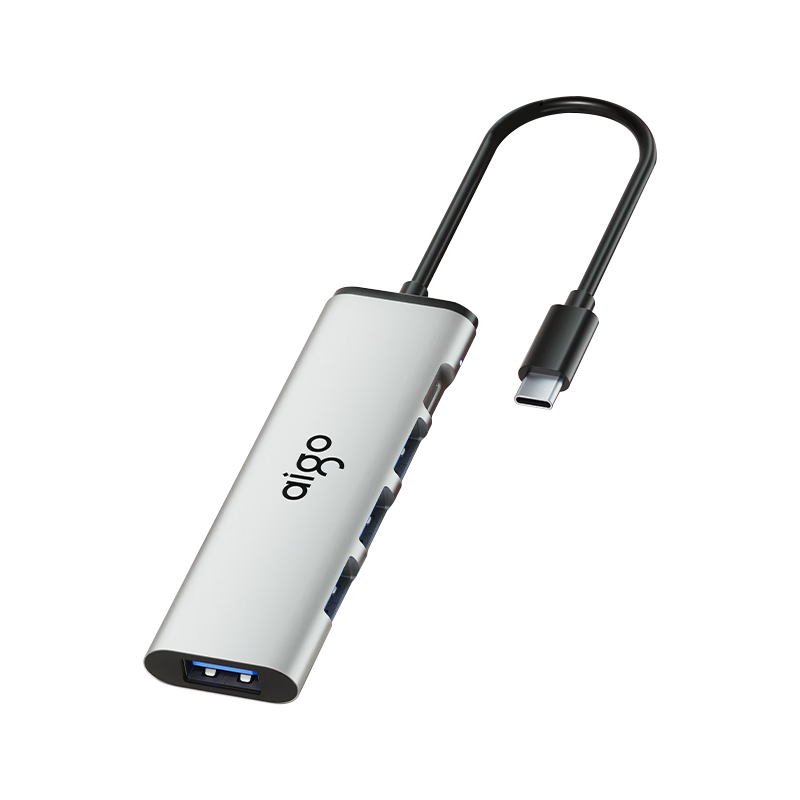 Aigo Type-C Hub Adapter, 3.0 Converter, Laptop Docking Station, USB Extension Cable, Computer Expansion Dock H02-C Metal 0.25M