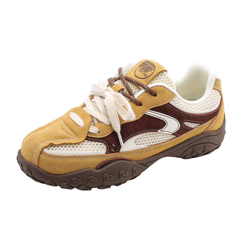 Feiyue Official Women's Sneakers 2026 Summer New Thick Sole Casual Shoes Yellow Brown 38