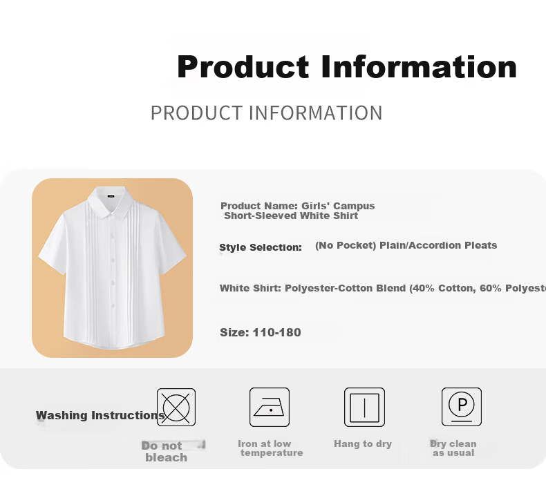 Yinuofang Girls' Short-Sleeve Shirt, Children's Summer White Blouse, Graduation Performance Costume, Girls' Half-Sleeve Chorus Uniform T-Shirt 4