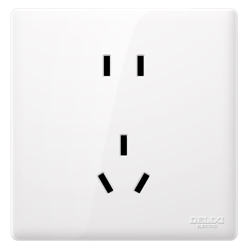 DELIXI 86-Type Ultra-Thin Glossy White 5-Hole Socket Panel 10A Switch Socket