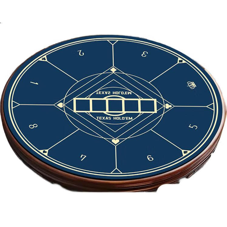 Huasheng Texas Hold'em Poker Mat, Round Rubber Mat, Specialized Mahjong Tiles And Chips Gaming Mat, 120*120 Cm, Blue