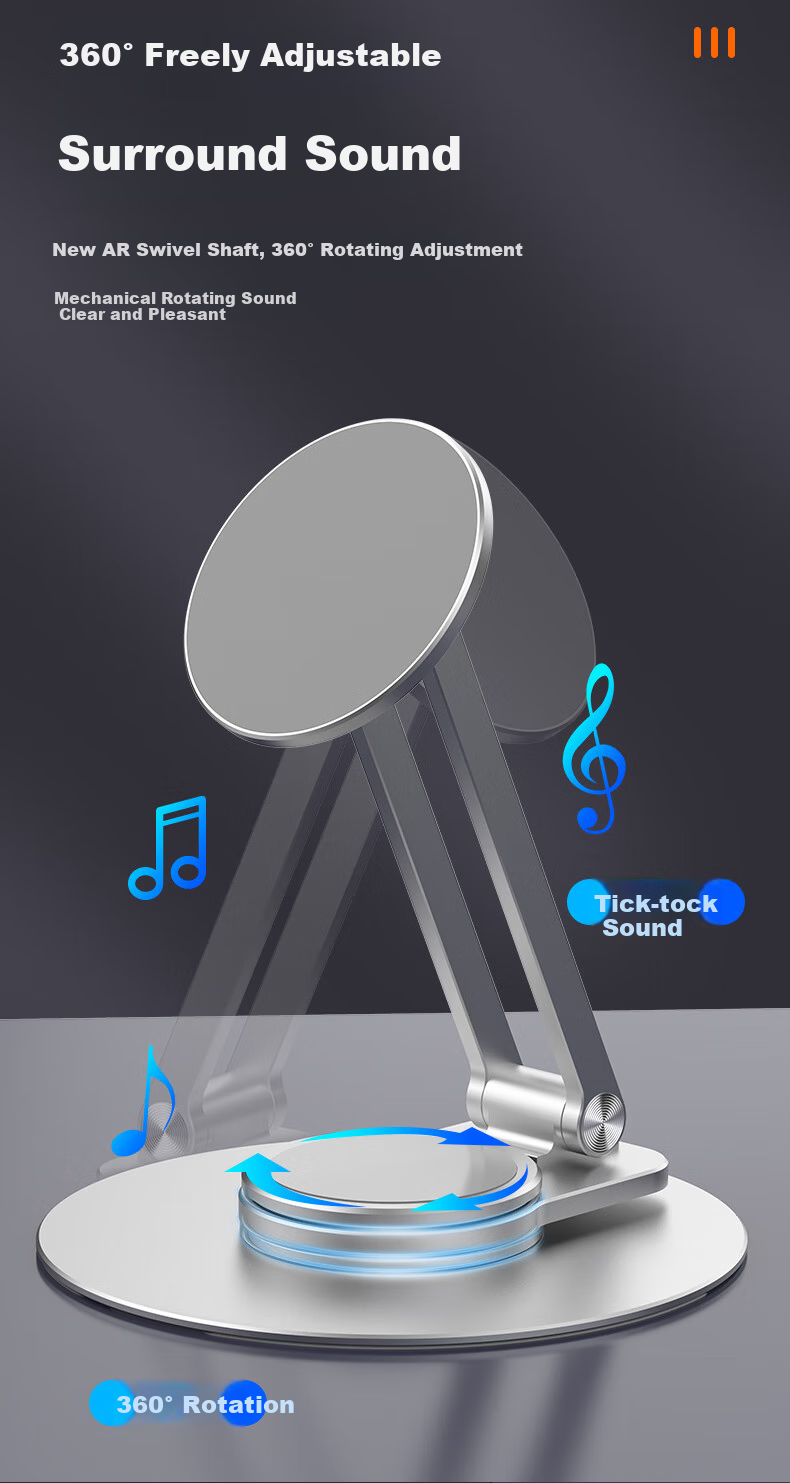 GDGO New Magnetic Phone Stand with Strong Suction, Desktop Vertical Portable MagSafe Double Folding Storage Lazy Multifunctional Rotating Stand Suitable for Apple, Huawei, Xiaomi Tablets 1
