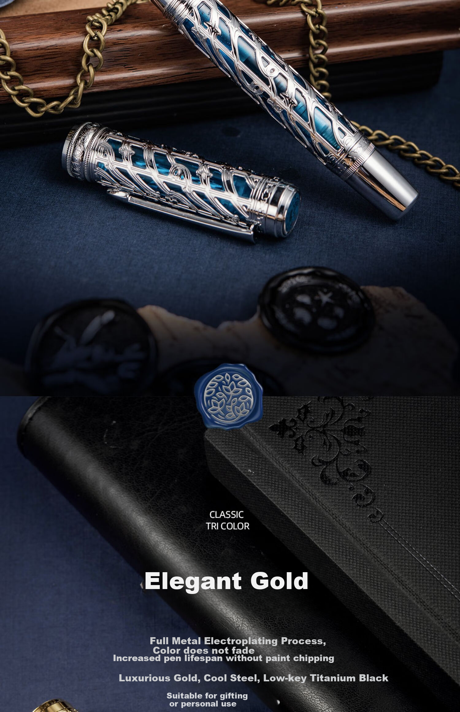Hongdian High-End Fountain Pen for Men And Women, Business Office Ink Gift Box, Gunmetal Black A6 Piston Pen, Hard-Tip Calligraphy Pen, Hollow Design, Stylish Gift 9