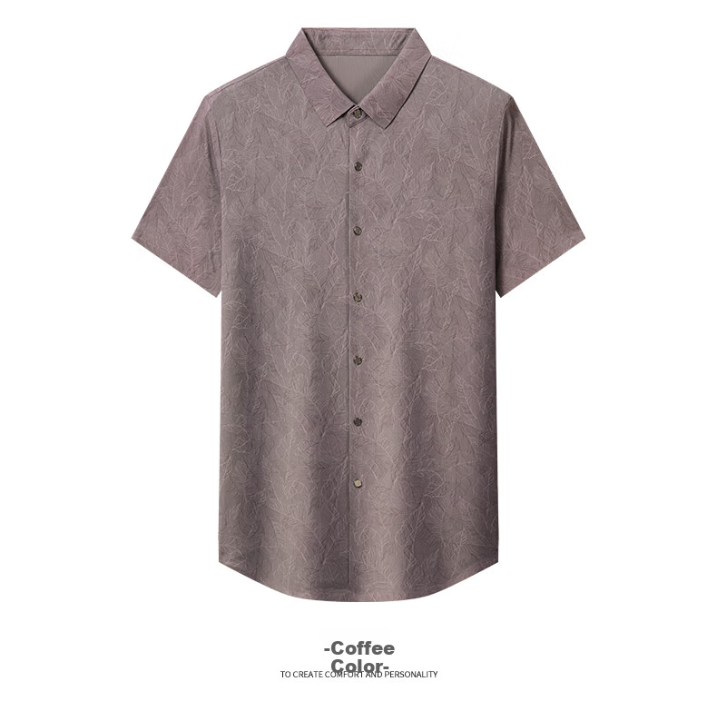 Baocaiyang Dad's Summer Ice Silk Short-Sleeve Shirt, Casual Printed Shirt for Middle-Aged And Elderly Men, Father's Day Gift Top 13