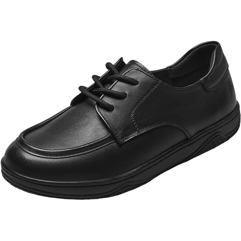 Eierkang Women's Loafers Soft Sole Lace-up Autumn Mom Shoes Flat Single Shoes Nurse Shoes 26461W Black 36