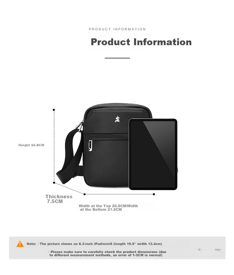 MEXICAN Men's Single-Shoulder Crossbody Handbag, Top-Grain Leather, Commuter Bag, Business Fashion, Travel-Friendly, Lightweight, Large Capacity, Birthday Gift 9