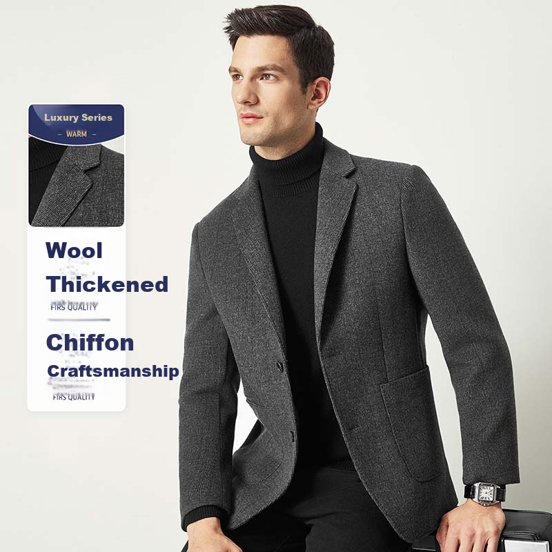 FIRS [Wool Blend] Men's Suit Jacket, Autumn And Winter Business Casual Work Commute Professional Wear, Knitted Thickened Warm
