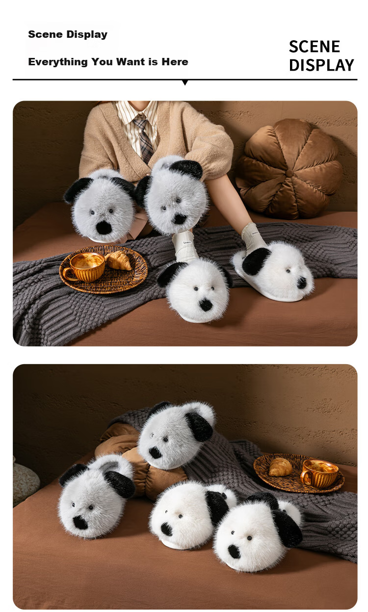 Daxixiansen Feifei Autumn And Winter Cotton Slippers for Women, Indoor Plush Slippers, Warm Home Use Thick-Soled Cute Slippers 6