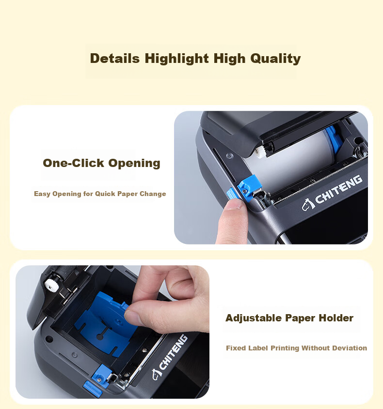 Chiteng Label Printer Barcode Sticker, Mobile Phone QR Code, Clothing Tag, Supermarket Milk Tea Commercial Food Price Thermal Label Machine CT221D Versio 10