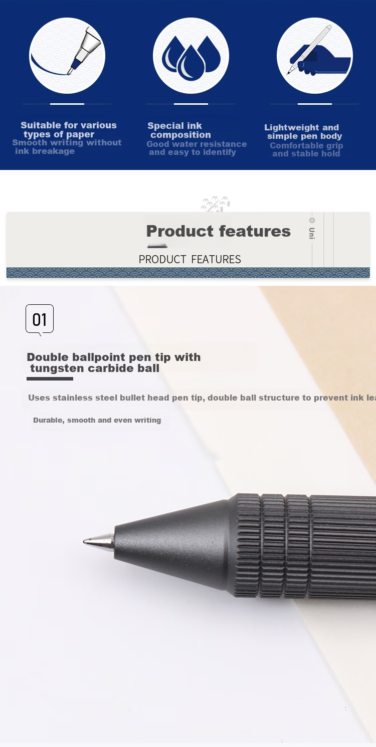Uni Mitsubishi Five-In Multifunctional Pen, Business Medium Oil Pen, Signature Pen, Ballpoint Pen (Four Colors + Mechanical Pencil), Rose Gold Barrel, MSXE5-2000A 1