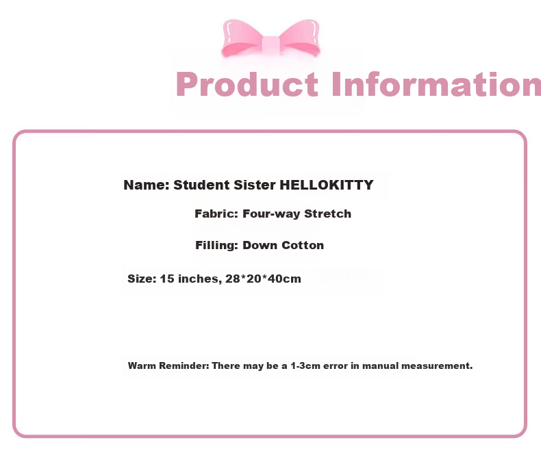 Hello Kitty Sanrio Plush Toy Doll Stuffed Animal Pillow Decoration Birthday Gift for Girls, 38cm Kawaii Cat Figurine 4