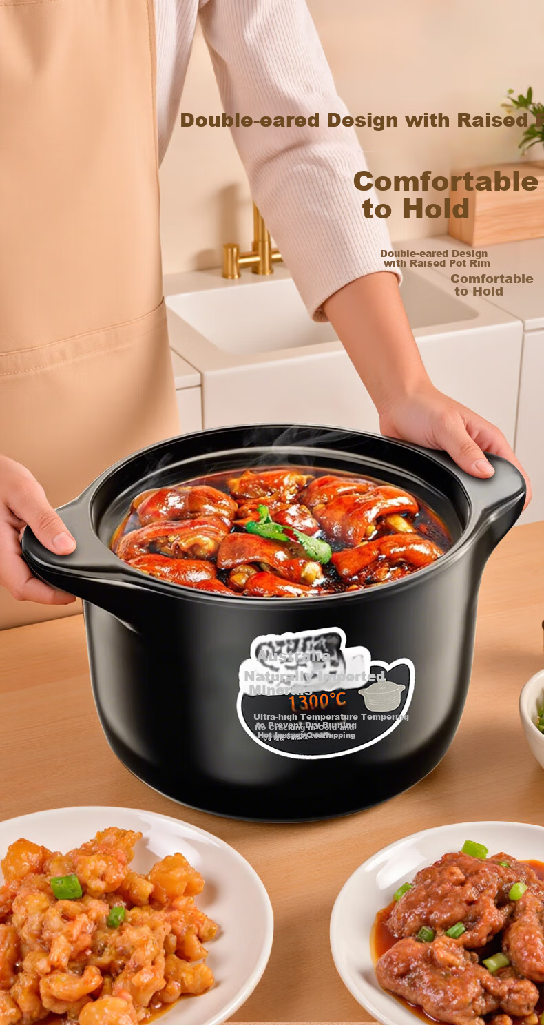Quanpinwu Ceramic Casserole Stew Pot, Gas Stove Compatible, Large Capacity, for Home Use, Cooking Porridge, Soup Pot, Traditional Chinese Stew Pot 6