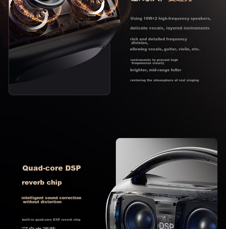 Aiwa AH-22 [Xiaodu AI Voice] Portable Handheld KTV Bluetooth Square Dance Speaker, RGB Camping Party Outdoor Karaoke Speaker All-In Home Dual Microphone Graduation Gift 5