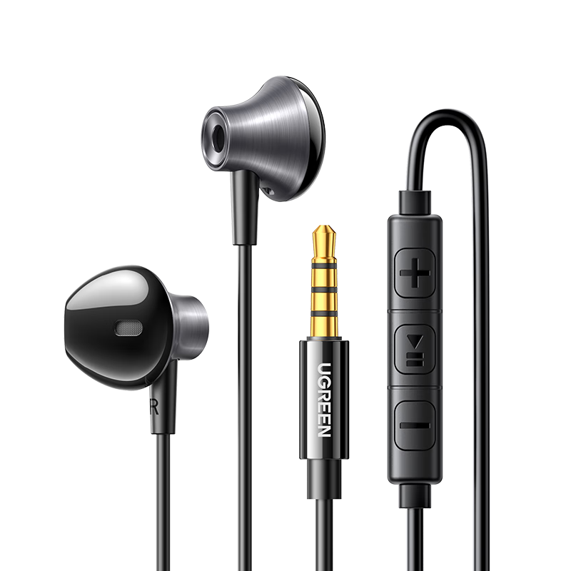 UGREEN Wired Earphones, Semi-In Design, 3.5mm Jack, for Gaming, PUBG, Karaoke, Music, with In-Line Control, Compatible with IPhone, Huawei, Xiaomi, OPPO, No Battery Anxiety