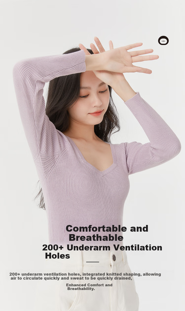 OhSunny Women's Base Layer Sweater for Autumn And Winter, Slimming Fit, Solid Color, Versatile Thin Diamond Collar Knit Top, Suitable for Commuting, Long Sleeves, 2022 Autumn And Winter Style, SLV2T044, Light Floral Gray, M 7