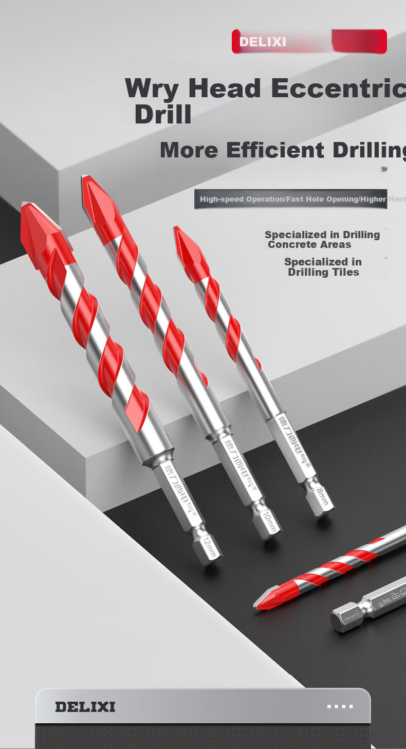 DELIXI ELECTRIC Multi-Purpose Eccentric Drill Bit, Concrete Triangular Drill, Super Hard Alloy Angled Head, Tile Drill Bit [6mm], 1 Piece 1