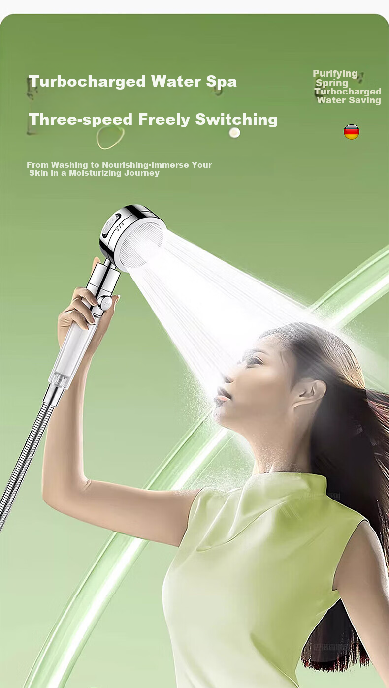 X-GRKE [Germany] Pressurized Filter Shower Head Filter for Home Use, Handheld Shower Head, Removes Residual Chlorine, Skin-Friendly 10