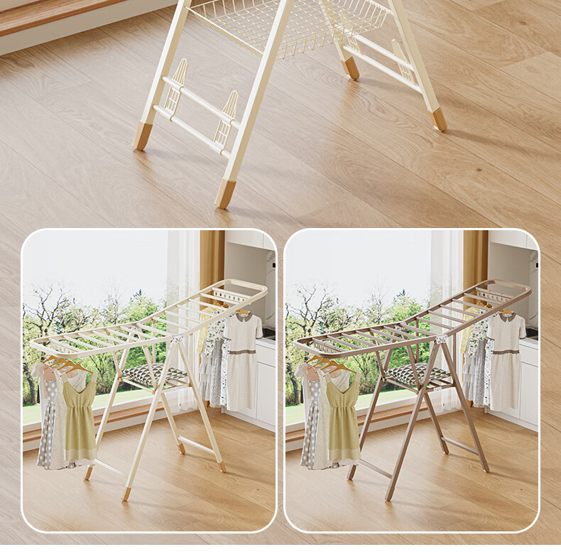 BIX Floor-Standing Folding Clothes Drying Rack, Indoor Drying Rod, Balcony Quilt Hanger, Gunmetal Gray, 1.7m BX-L1401 10