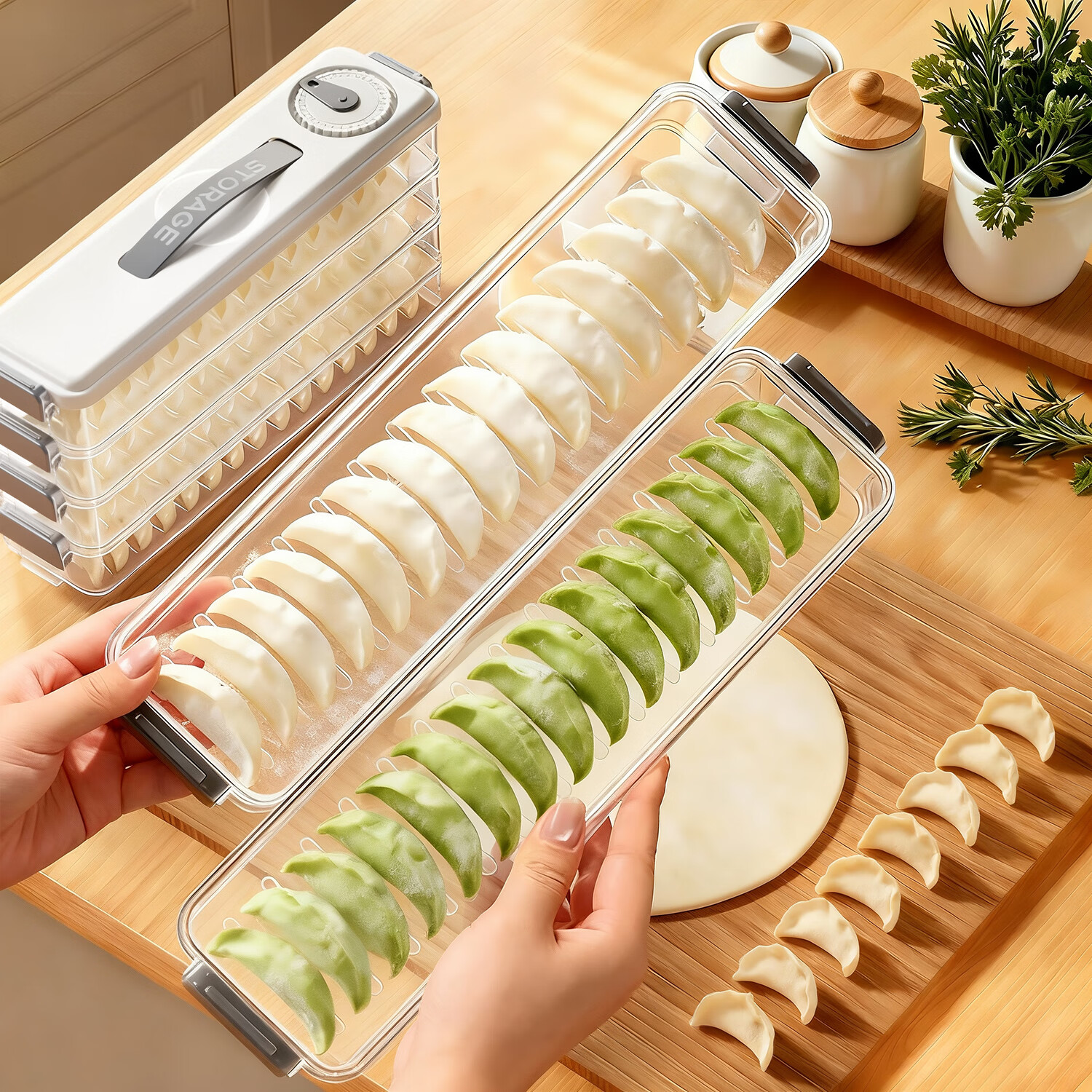 Jiabangshou Narrow Slot Dumpling Box Food Grade Frozen Dumpling Storage Box 3 Layers JD Self-operated Frozen Wonton and Dumpling Organizer
