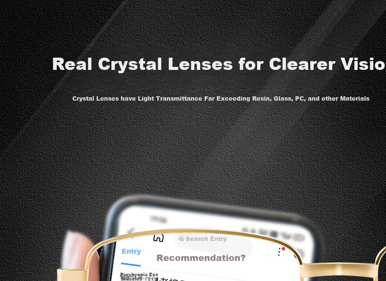 Mumujian Natural Crystal Reading Glasses for Middle-Aged And Elderly Men And Women, High-Definition Premium Glass Stone Reading Glasses, Ultra-Lightweight High-End Pure Titanium 3