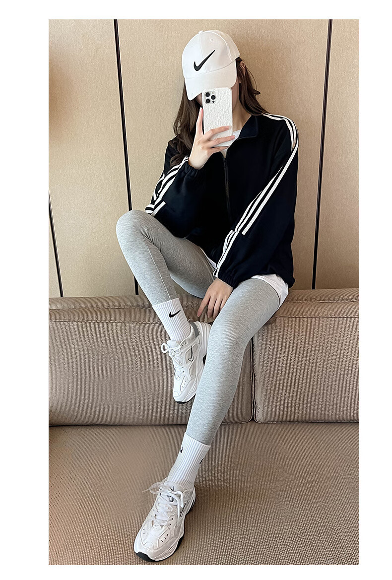 LangSha Women's Autumn Fleece-Lined Slim Fit High Waist Stretchy Sports Leggings Dark Gray 6