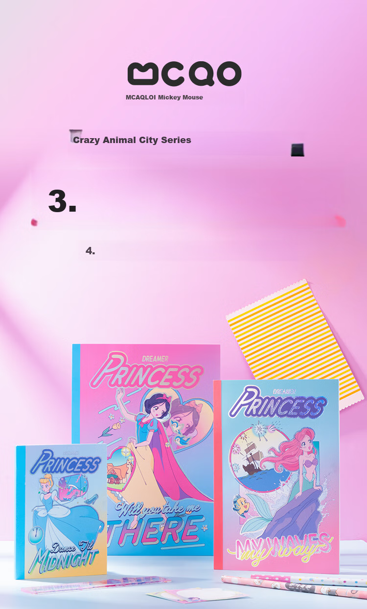 Disney Stationery Notebook, Student Use, Wirebound B5 Lined Notebook, Soft Cover Error Correction Book, Journal, Study Supplies, A6 Grid Notebook, A5 Dot Matrix Notebook 1