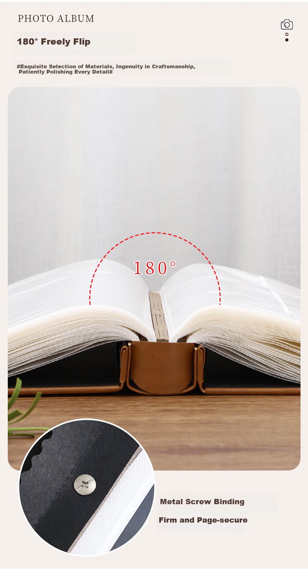 Jiaranheng Instant Photo Album Scrapbook Commemorative Family Photo Book Mixed Set Children's Growth Record Baby DIY Album Custom Couple Travel Journal - Amber Brown 5