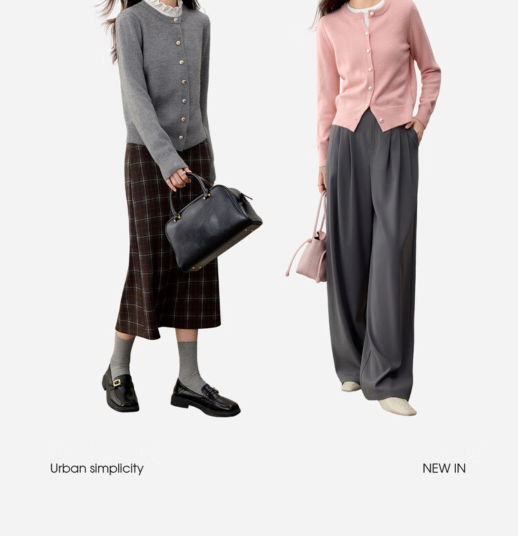 Sentubila Elegant Commuter Crew Neck Knit Sweater Women Autumn Soft Elastic Warm Thick Sweater Color Block Metal Button Long Sleeve Cardigan 10