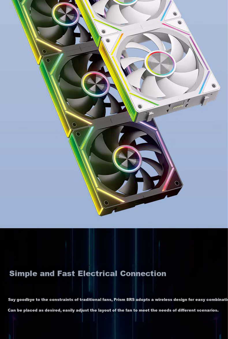 PowerTrain Prism 8RS Building Block Fan, 12CM Light Synchronization ARGB Case, Desktop Computer Cooling Fan, Infinite Mirror Light Effect, Single Pack, Black, Zhengye 6