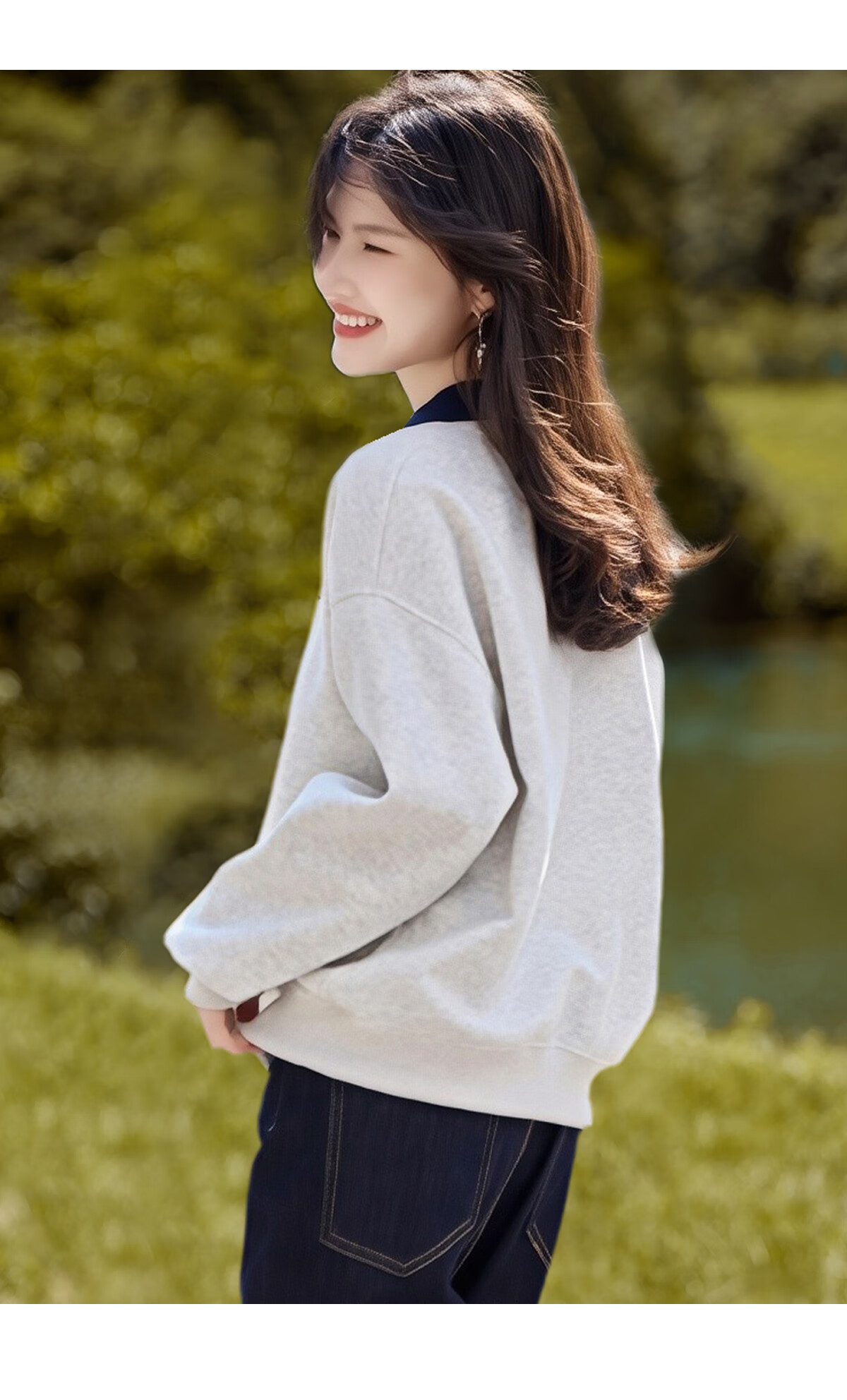 She Enjoy Fake Two-Piece Polo Collar Sweatshirt Women Color-Block Youthful Loose Casual Versatile Pullover T53W141 6