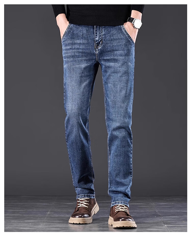 JEEP Men's Jeans Spring Summer Straight Casual Pants Trendy Versatile Blue Gray 28 5