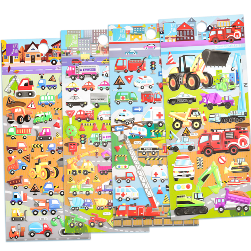 Chuge Children's Stickers, Toy for Boys And Girls, Anime Cartoon 3D Pop-Up Stickers, Small Car II Puzzle Beans