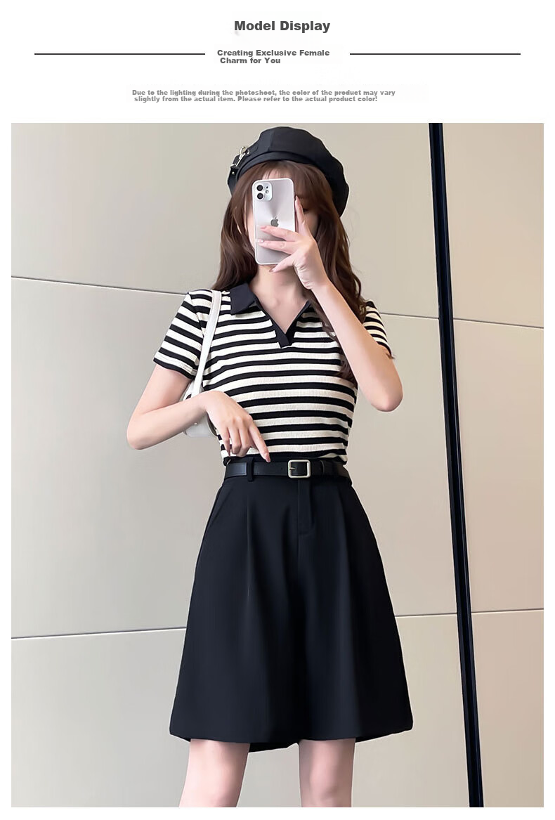 LangSha Women's Summer New 2025 Style High-End Casual A-Line Wide-Leg Shorts with High-Waist Design for Commuting 13