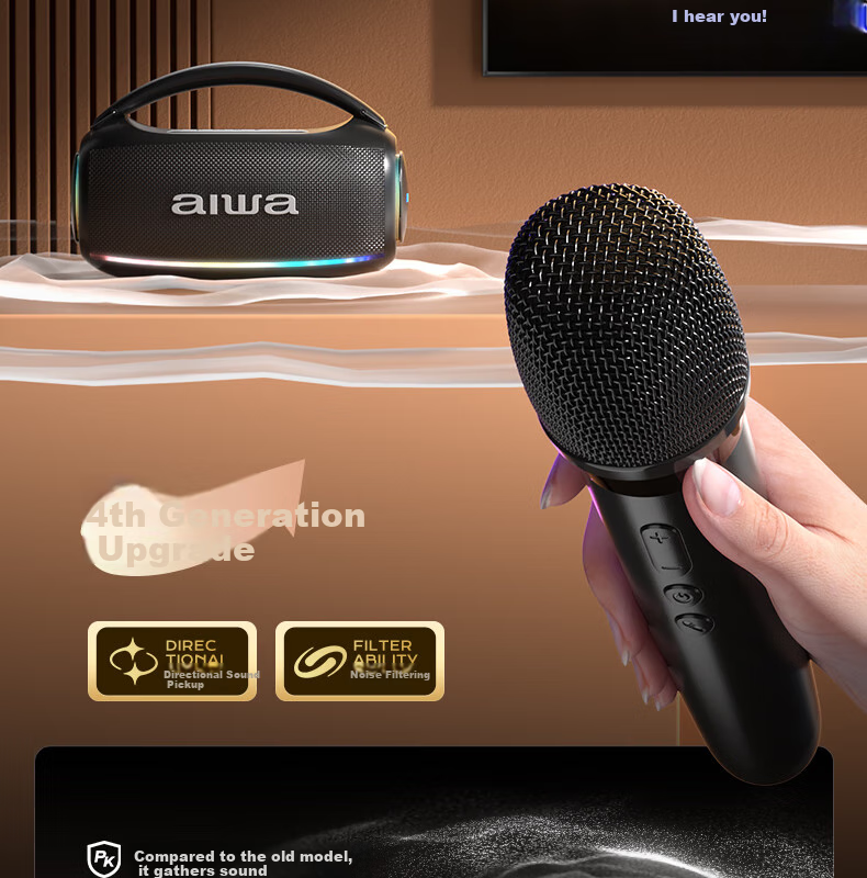 Aiwa AH-22 [Xiaodu AI Voice] Portable Handheld KTV Bluetooth Square Dance Speaker, RGB Camping Party Outdoor Karaoke Speaker All-In Home Dual Microphone Graduation Gift 8