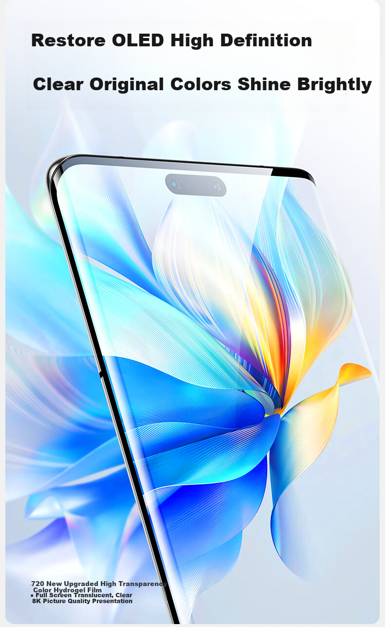 Shanmo [2-Pack] Screen Protector for Honor Magic7 Pro/RSR, Honor Curved High-Definition Hydrogel Film, Full Screen Tempered Soft Film, Anti-Fingerprint, Ultrasonic Unlock Protectio 8