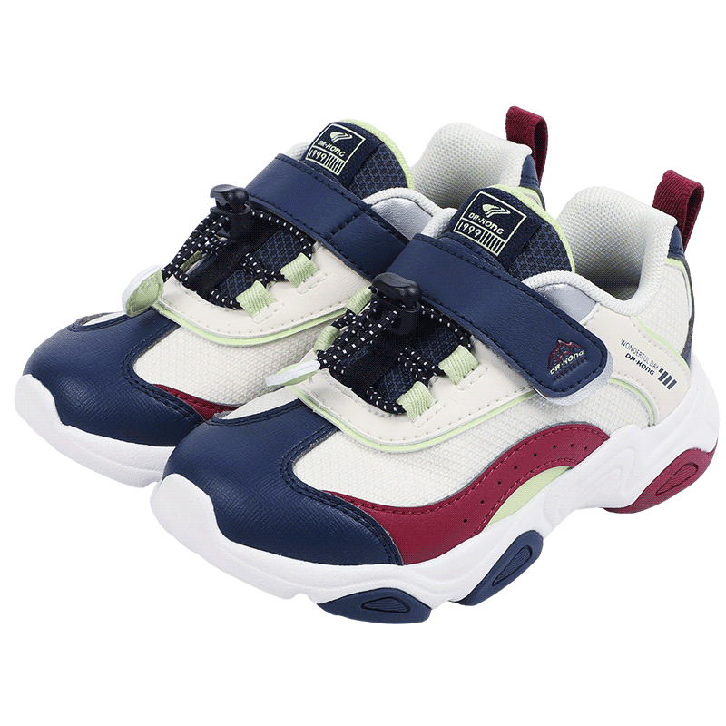 Dr. Jiang Toddler Sneakers Autumn Boys and Girls Retro Colorblock Children's Shoes 2B14A3030BM Beige/Blue/Red Size 23
