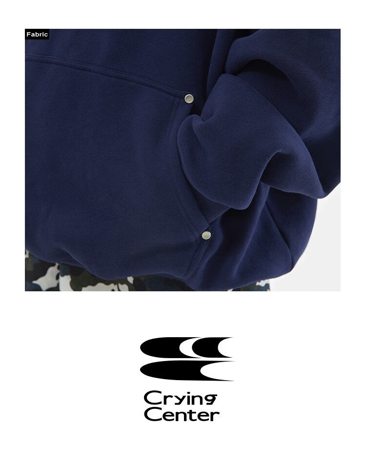 Crying Center Blue Wool Layered 3C Logo Fleece Sweatshirt Deep Blue S [Wen Qi Same Style] 1