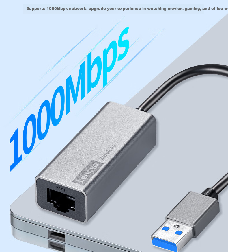 Lenovo Type-C to RJ45 Ethernet Adapter, Gigabit Network Cable Expansion Dock Converter, Compatible with Apple, Xiaomi, Huawei Laptops, Expansion Dock BY01-RC Gigabit 2