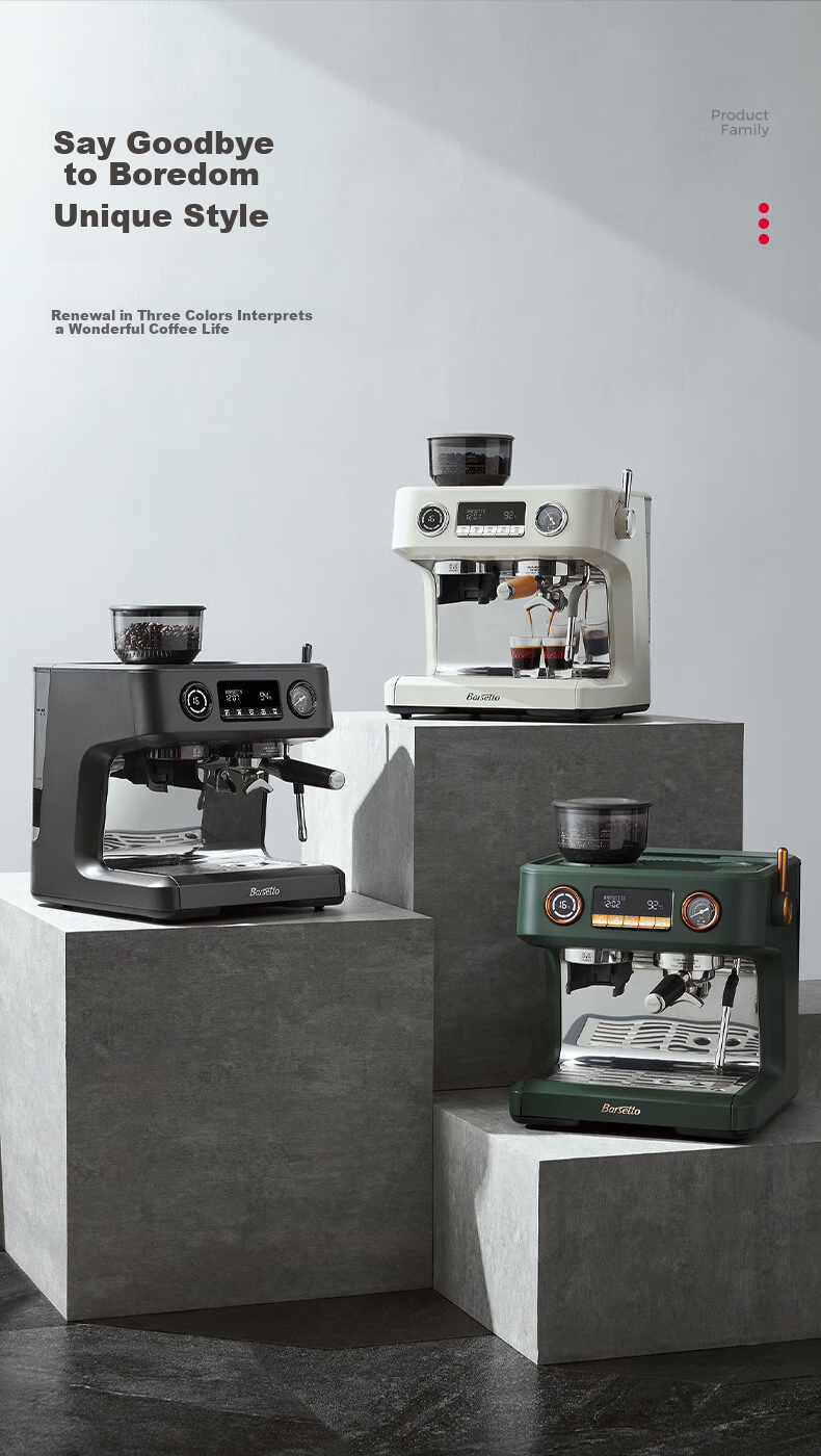 Barsetto [Brand Subsidy 15%] Baisengtu V1 Semi-Commercial Coffee Machine, Small Home Use Fully Automatic Dual Heating Italian Milk Frother Electric Fresh Ground Bean Grinder All-In Machine - Black 22