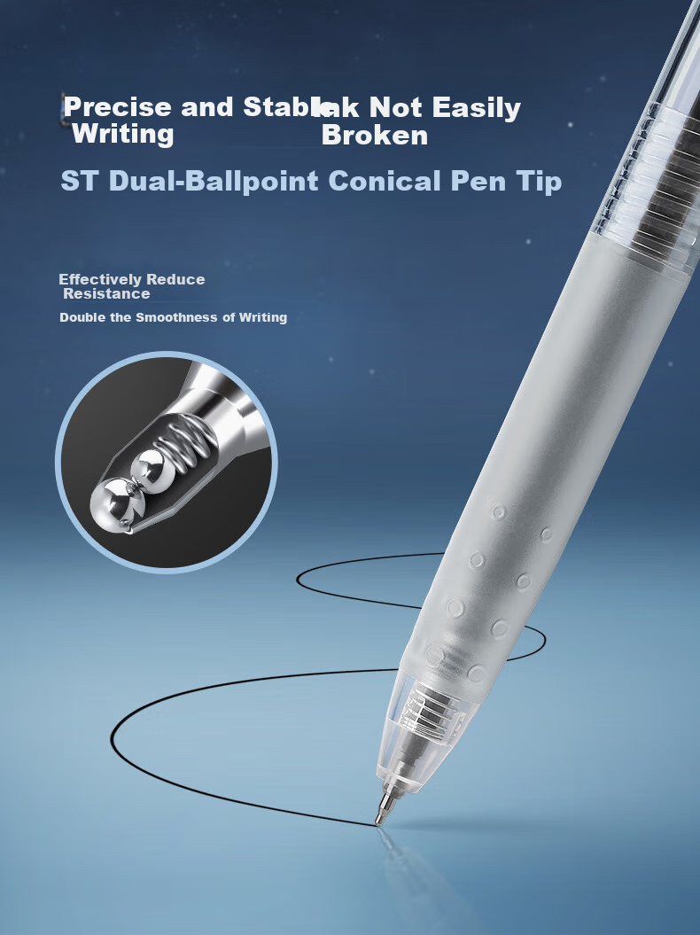 BAOKE PC1925 Retractable Gel Pen 0.5mm Red ST Dual Ball Tip Student Exam Writing Pen Office Signing Pen 12 Pens/Box 3