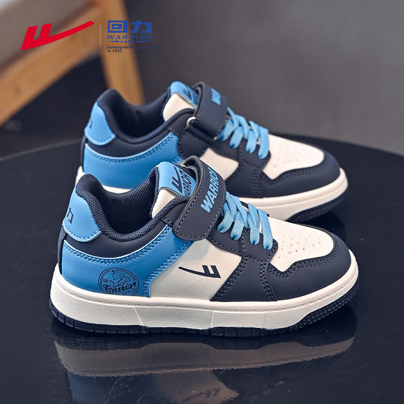 Warrior Children's Shoes, Spring Boys' Sneakers, Casual Soft-Soled Sports Shoes, WZ-0438, Beige/blue, Size 27