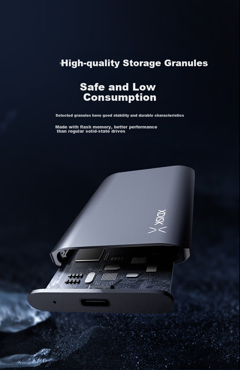 Xiaopan (XDISK) 2TB Portable Solid State Drive (PSSD), M10P Gun Black, NVMe SSD, Type-C, Yangtze Memory, USB3.2, Direct Phone Connection, 2050MB/s 4
