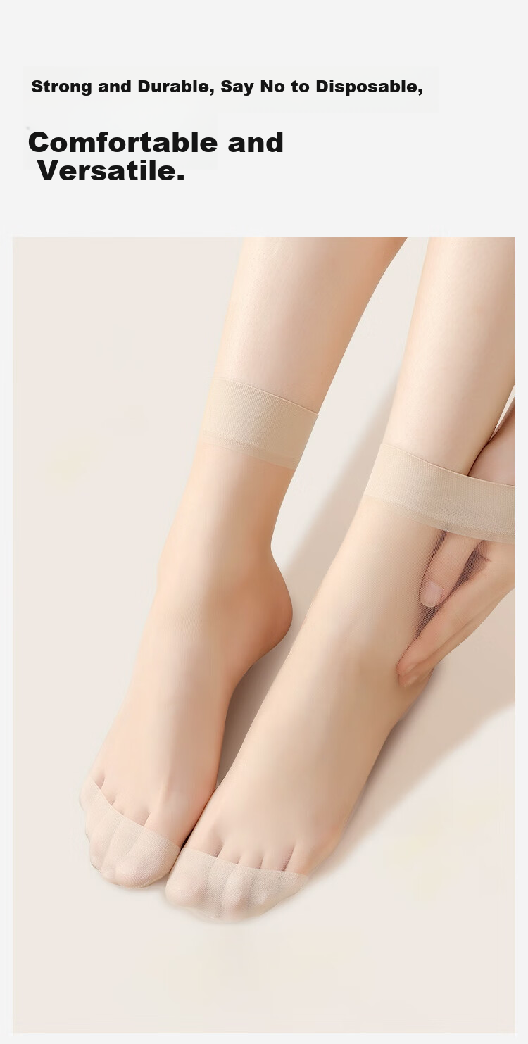 JOAE [Non-Slip And Wear-Resistant] 20 Pairs of Short Silk Stockings, Anti-Snagging, Ultra-Thin, Breathable, Seamless, Nude Color Mid-Calf Women's Stockings 7