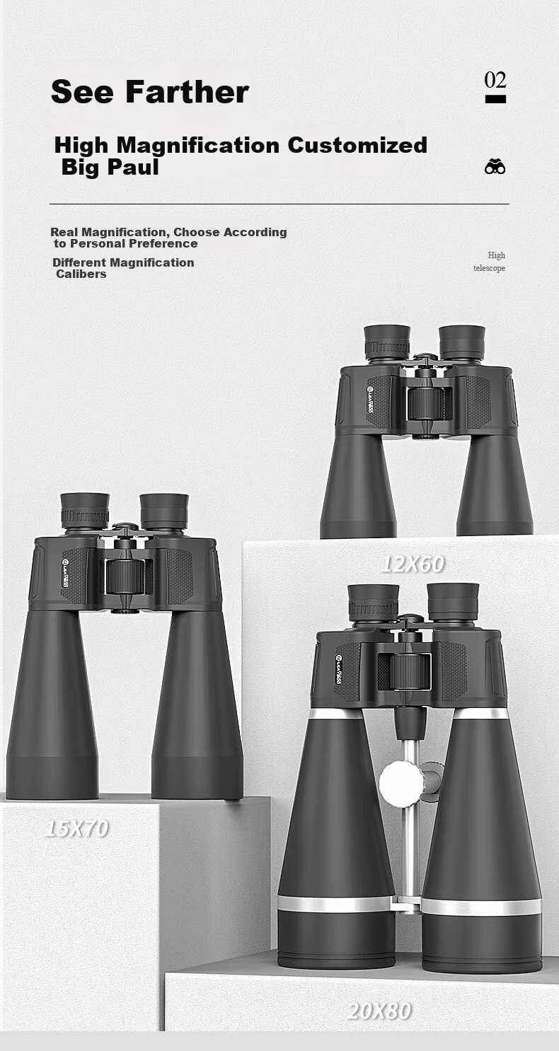 Leaysoo High Magnification 15x70 Large Aperture Wide-Angle Adult Professional Low-Light Night Vision Binoculars 7