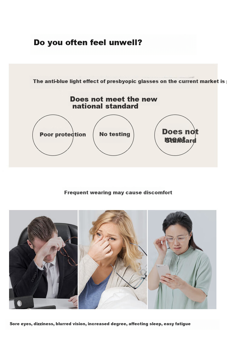 Laoyezi Anti-Blue Light Reading Glasses for Men And Women, New National Standard Presbyopic Glasses 70068 Gold 200 Degrees (55-59 Years Old) 2