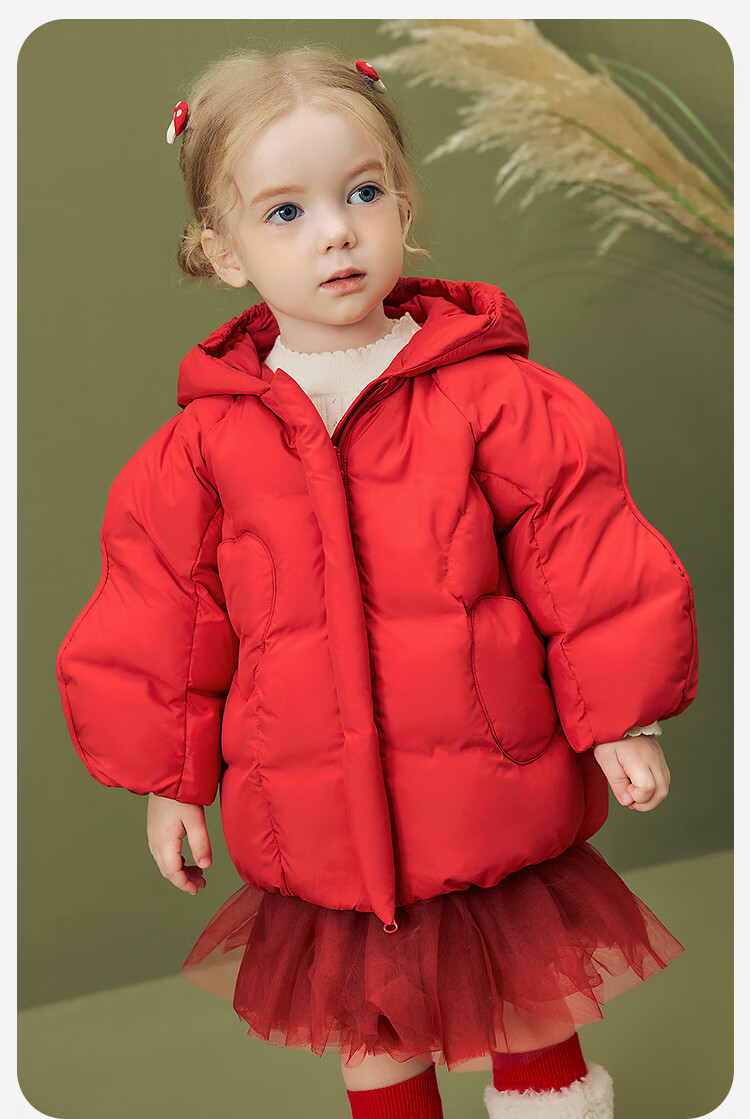 Minibala Girls' Water and Oil Resistant Down Jacket 2025 Winter Cute Design Children's Coat New Year Outfit 5