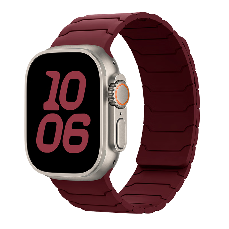Binghong Magnetic Silicone Band for Apple Watch Ultra 3 Series S11/SE3/2 S10 S9/8/7 Unisex - Burgundy