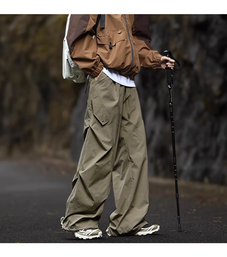 Dingfengbaoluo American-Style Outdoor Paratrooper Cargo Pants for Men, Loose-Fitting Casual Wrinkle Design Long Trousers for Summer, XP01 Beige 2XL 17