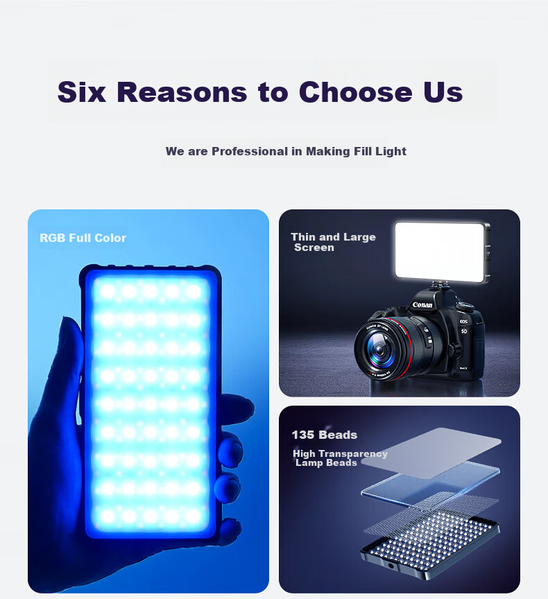 Jimantu Full-Color RGB Fill Light, Portable LED Pocket Light, Handheld Atmosphere Effect Color-Changing Rechargeable Photography Light for Mirrorless Cameras 2