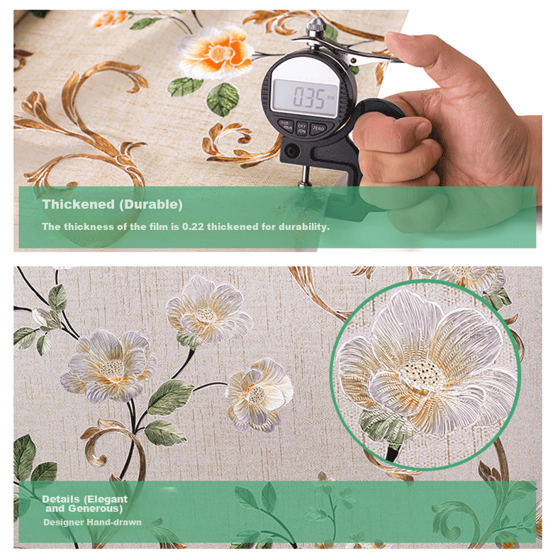Qinghua Bathroom Privacy Film, Light-Transmitting But Opaque, Window Privacy Sticker, Colorful Peony Pattern, 90*200cm 10